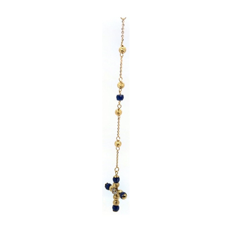 Cadena rosario azul de oro 18k 70 cm